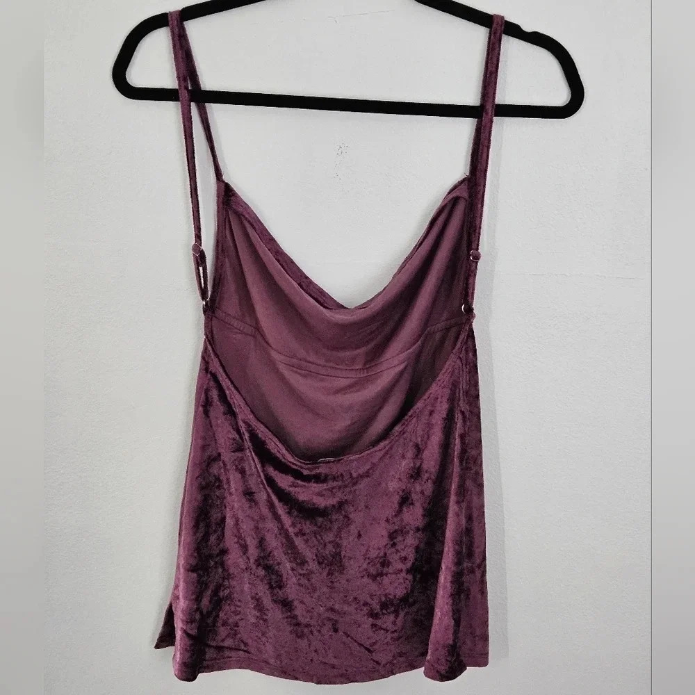 Intimately Free People Velvet Cowl Neck Cami Top Plum Purple Size Small NWT - Picture 4 of 8
